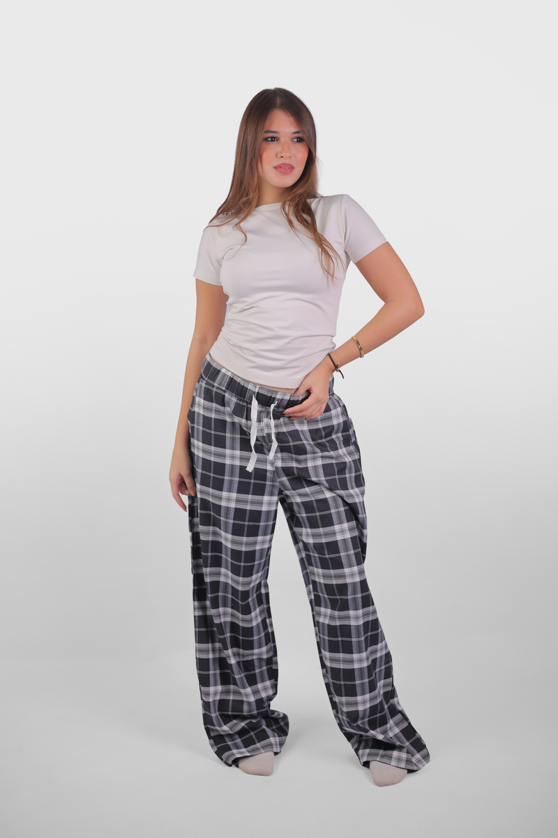 Black & Grey Plaid Homewear Pants