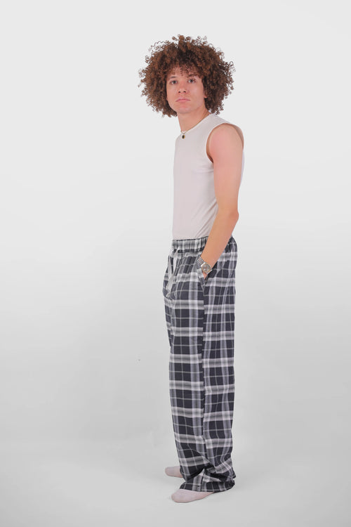 Black & Grey Plaid Homewear Pants