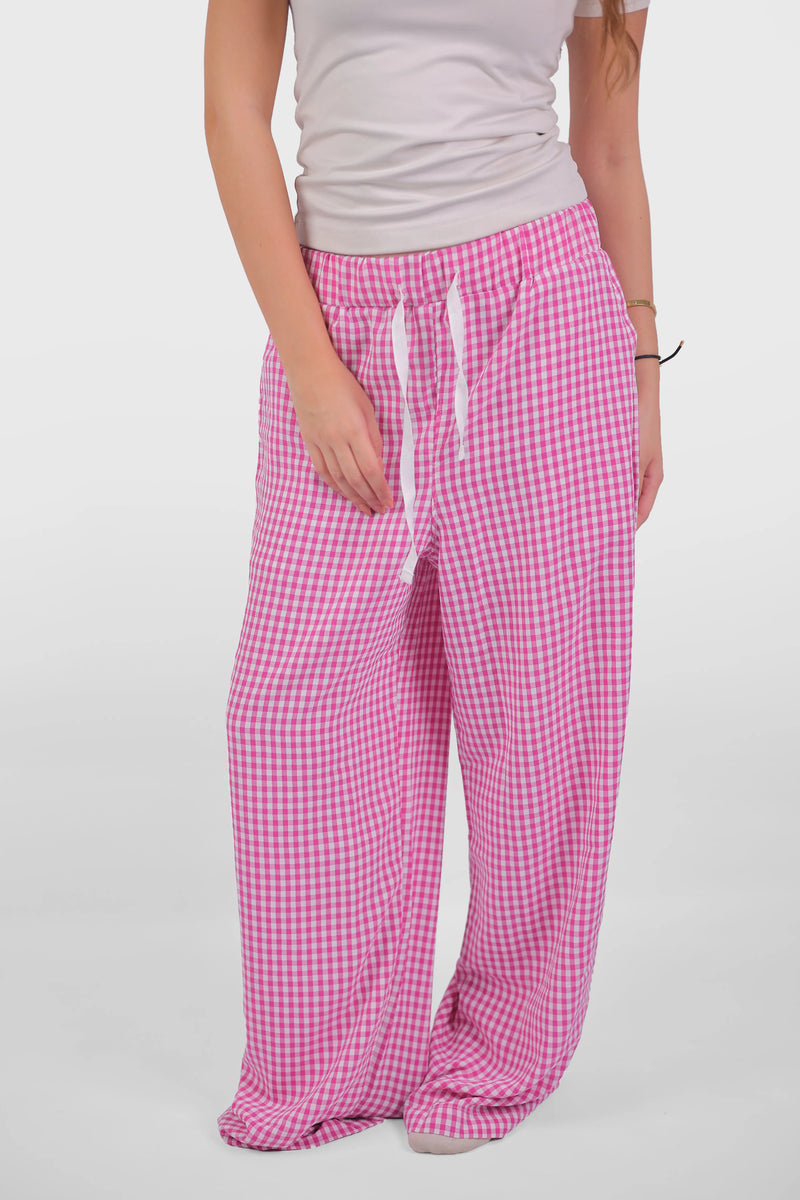 Pink Plaid Homewear Pants